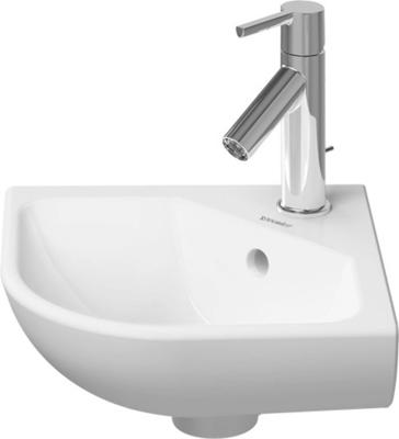 Duravit Me by Starck hoekfontein met kraangat en overloop 43,5 x 38 cm, mat wit