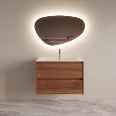 Badmeubelset BWS Riga Met Asia Wastafel Wit 80 cm Walnoot Boss & Wessing