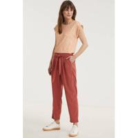Saint Tropez cropped tapered fit broek Andrea donkerroze - thumbnail