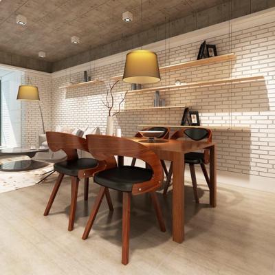 Eetkamerstoelen 4 st gebogen hout en kunstleer bruin