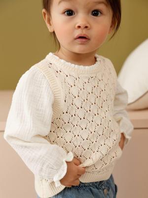 2-in-1 trui voor babymeisjes ecru