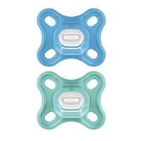 MAM Comfort Fysiologische Fopspeen +0m Blauw Set van 2 + Opbergdoos - thumbnail