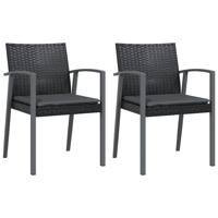 Tuinstoelen 4 st met kussens 56,5x57x83 cm poly rattan zwart - thumbnail