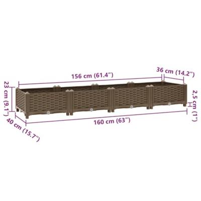 VidaXL Plantenbak verhoogd 160x40x23 cm polypropyleen