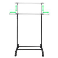 VidaXL Kledingrekken verstelbaar 2 st met 1 ophangrail - thumbnail