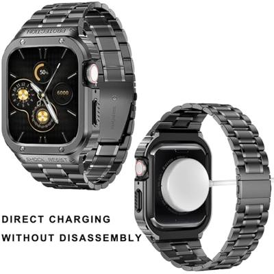 Ultra Protective Stainless Steel band - Zwart - Geschikt voor Apple watch 44mm Ultra Protective Stainless Steel band - Zwart - Geschikt voor Apple watch 44mm