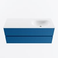 MONDIAZ VICA 120cm badmeubel onderkast Jeans 2 lades. Wastafel MOON rechts zonder kraangat, kleur Talc. - thumbnail