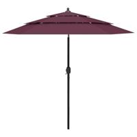 VidaXL Parasol 3-laags met aluminium paal 2,5 m bordeauxrood - thumbnail