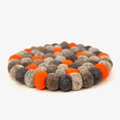 Ronde Vilten Onderzetter Naturel-Oranje (18 cm)