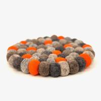 Ronde Vilten Onderzetter Naturel-Oranje (18 cm) - thumbnail