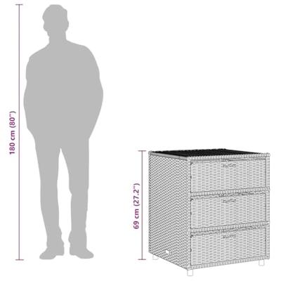 Tuinkast 55x59x69 cm poly rattan bruin