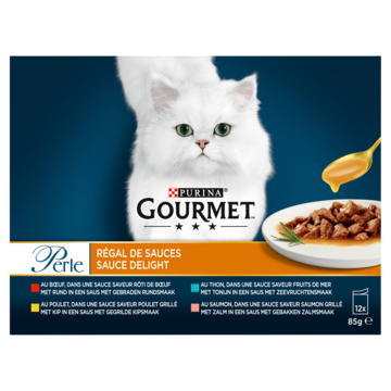 Gourmet Perle Sauce Delight kattenvoer Rund Kip Tonijn Zalm 12x85gr