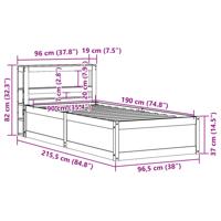Bedframe met hoofdbord massief grenenhout 90x190 cm - thumbnail