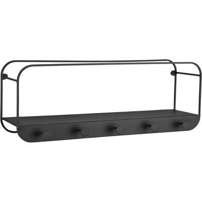 Moderne Zwarte Wandplank Metaal met Hanger - Trion Yoelle