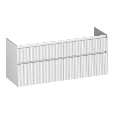 Brauer Delight Wavy - Onderkast - 140 cm - met 4 Softclose Lades Greeploos en 2 Sifon Uitsparingen - Mat Wit