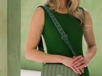 Pip Studio Fenna Schoudertas Medium Streep Groen - thumbnail