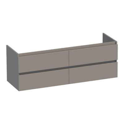 Brauer Joy - Onderkast - 140 cm - met 4 Softclose Lades Greeploos en 2 Sifon Uitsparingen - Mat Taupe