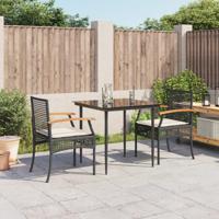 3-delige Tuinset met kussens poly rattan zwart - thumbnail