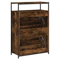 Schoenenkast 75x34x112 cm bewerkt hout gerookt eikenkleurig - thumbnail