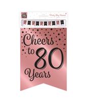 Verjaardagsslinger Vaandel 80 Jaar Roze/Zwart (6m) - thumbnail