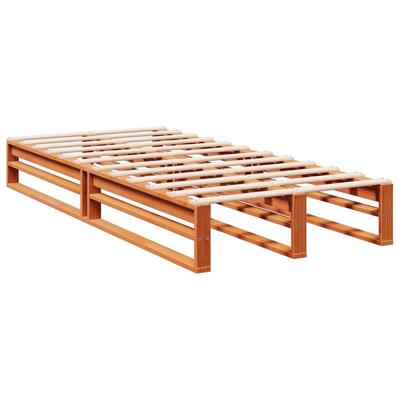 Bed met boekenkast zonder matras grenenhout wasbruin 120x190 cm