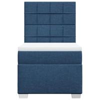 Boxspring met matras stof blauw 90x190 cm - thumbnail