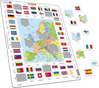 Selecta Larsen kaart europa met vlaggen, 70st. - thumbnail