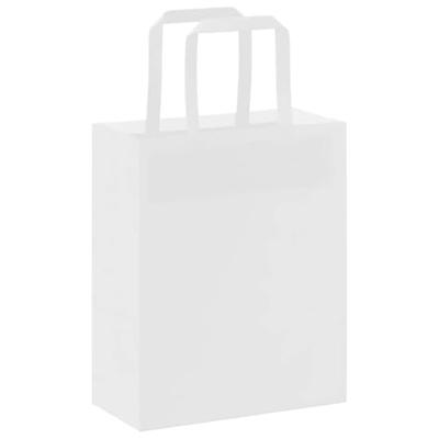 VidaXL Papieren zakken 250 st met hengsels 18x8x22 cm wit