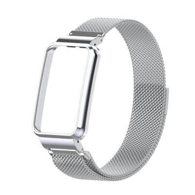 By Qubix - Milanese loop bandje met case - Zilver - Xiaomi Smart Band 7 Pro