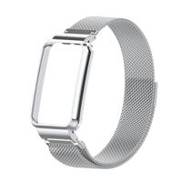 By Qubix - Milanese loop bandje met case - Zilver - Xiaomi Smart Band 7 Pro - thumbnail