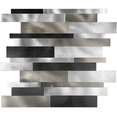 Zelfklevende Mozaïektegel Geborsteld Zwart/Zilver - Alu Wildverband - 303x298mm