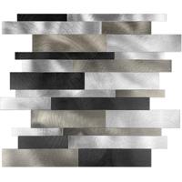 Zelfklevende Mozaïektegel Geborsteld Zwart/Zilver - Alu Wildverband - 303x298mm - thumbnail