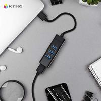 ICY BOX 4-poorts USB Hub 3.0 met USB 3.0-verbinding, geïntegreerde kabel, aluminium, zwart - thumbnail