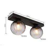 Globo 2-lichts plafondlampDallerta smoke glas - 15216-2 - thumbnail