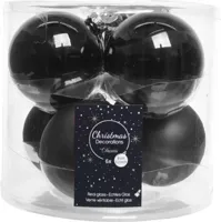 Decoris kerstbalmix glas d8cm 6st zwart - thumbnail
