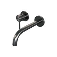 Brauer Gunmetal Edition Inbouw Wastafelmengkraan met Gebogen Uitloop en Rozetten Model A2 Gunmetal Geborsteld PVD - thumbnail