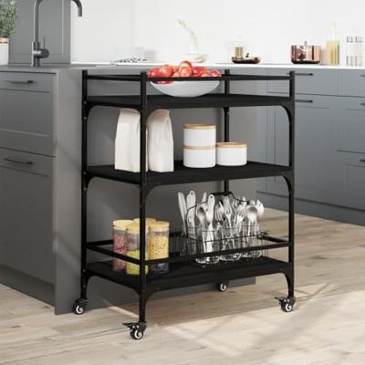 Keukentrolley 65x40x86,5 cm bewerkt hout zwart