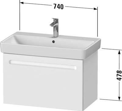 Wastafelkast Duravit No.1 Met 1 Lade 74x42.6x47.8cm Met Geïntegreerde Greep Mat Grafiet