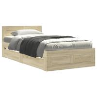 Bedframe met hoofdbord bewerkt hout sonoma eiken 75x190 cm - thumbnail
