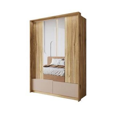 Meubella Kledingkast Innocent - Beige - 159 cm - Met spiegel