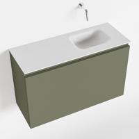 MONDIAZ OLAN 80cm toiletmeubel army. LEX wastafel talc rechts geen kraangat - thumbnail