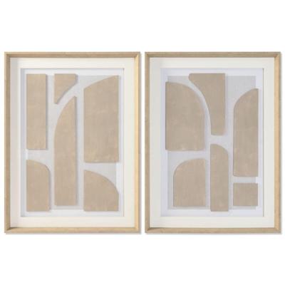 Schilderij Home ESPRIT Wit Beige Abstract Stads 60 x 5 x 80 cm (2 Stuks)