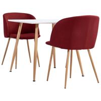 vidaXL 3-delige Eethoek stof wijnrood - thumbnail