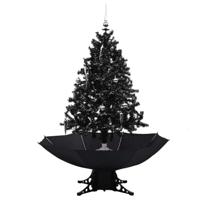 VidaXL Kerstboom sneeuwend met paraplubasis 140 cm pvc zwart - thumbnail
