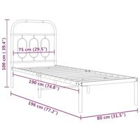 Bedframe met hoofdbord zonder matras metaal wit 75x190 cm - thumbnail