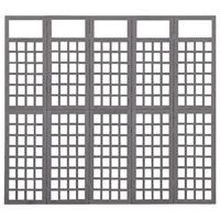 Kamerscherm/trellis met 5 panelen 201,5x180 cm vurenhout grijs - thumbnail