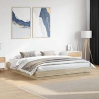Bedframe bewerkt hout sonoma eikenkleurig 200x200 cm - thumbnail