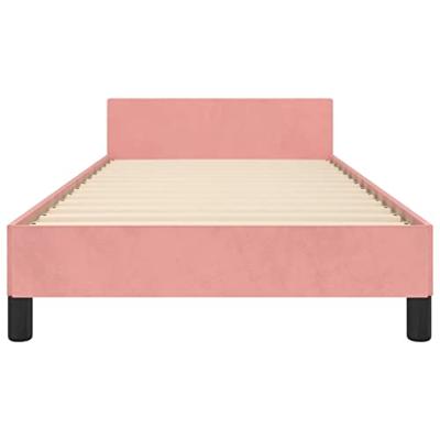 Bedframe met hoofdeinde fluweel roze 80x200 cm