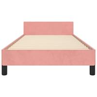 Bedframe met hoofdeinde fluweel roze 80x200 cm - thumbnail