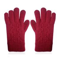 LGT JWLS Rode Gebreide Dameshandschoenen - Kabelpatroon - thumbnail